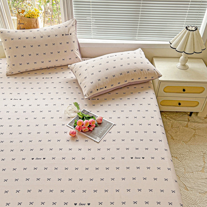 91家纺网 家纺一手货源 找家纺 朵朵家纺 2025新款超柔水洗棉云感印花单床笠床垫保护套床笠（床垫保护套可定制尺寸 ）-场景二 蝴蝶结