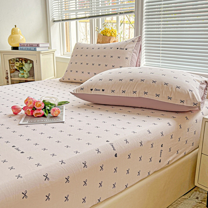 91家纺网 家纺一手货源 找家纺 朵朵家纺 2025新款超柔水洗棉云感印花单床笠床垫保护套床笠（床垫保护套可定制尺寸 ）-场景二 蝴蝶结