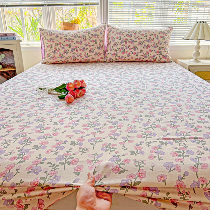 91家纺网 家纺一手货源 找家纺 朵朵家纺 2025新款超柔水洗棉云感印花单床笠床垫保护套床笠（床垫保护套可定制尺寸 ）-场景二 花开满树