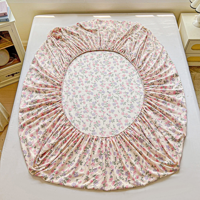 91家纺网 家纺一手货源 找家纺 朵朵家纺 2025新款超柔水洗棉云感印花单床笠床垫保护套床笠（床垫保护套可定制尺寸 ）-场景二 花开满树