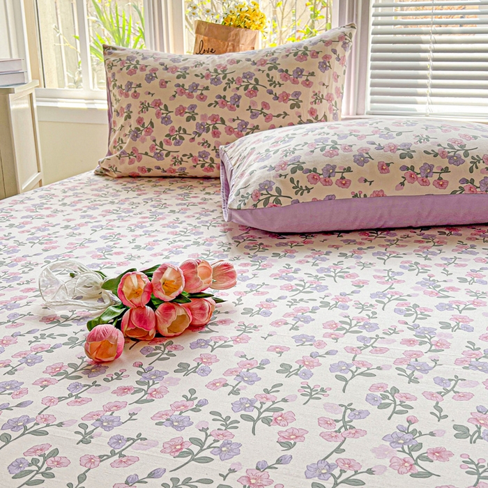 91家纺网 家纺一手货源 找家纺 朵朵家纺 2025新款超柔水洗棉云感印花单床笠床垫保护套床笠（床垫保护套可定制尺寸 ）-场景二 花开满树