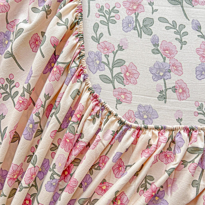 91家纺网 家纺一手货源 找家纺 朵朵家纺 2025新款超柔水洗棉云感印花单床笠床垫保护套床笠（床垫保护套可定制尺寸 ）-场景二 花开满树