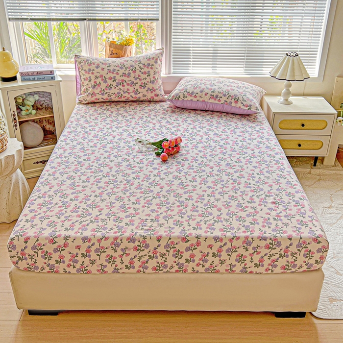 朵朵家纺 2025新款超柔水洗棉云感印花单床笠床垫保护套床笠（床垫保护套可定制尺寸 ）-场景二 花开满树