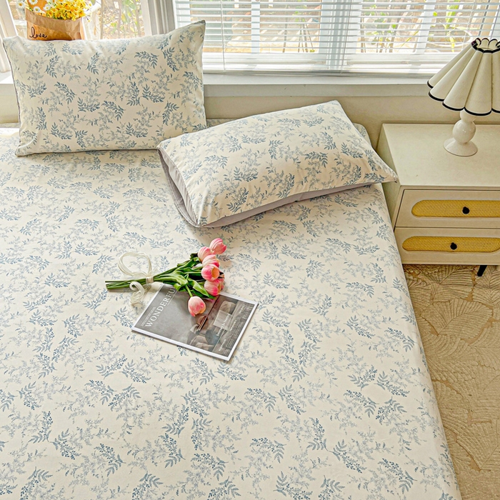 91家纺网 家纺一手货源 找家纺 朵朵家纺 2025新款超柔水洗棉云感印花单床笠床垫保护套床笠（床垫保护套可定制尺寸 ）-场景二 蓝颜