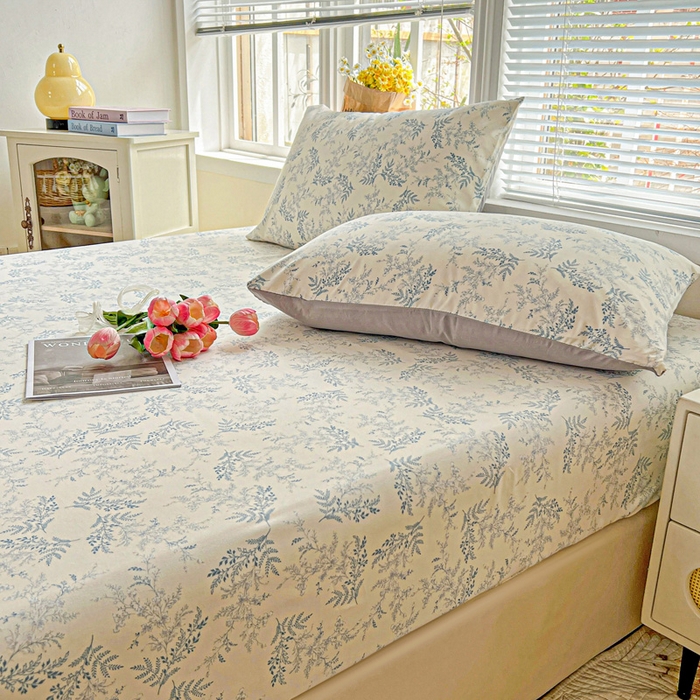 91家纺网 家纺一手货源 找家纺 朵朵家纺 2025新款超柔水洗棉云感印花单床笠床垫保护套床笠（床垫保护套可定制尺寸 ）-场景二 蓝颜