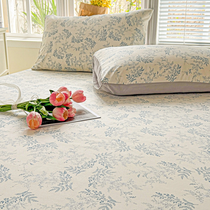 91家纺网 家纺一手货源 找家纺 朵朵家纺 2025新款超柔水洗棉云感印花单床笠床垫保护套床笠（床垫保护套可定制尺寸 ）-场景二 蓝颜