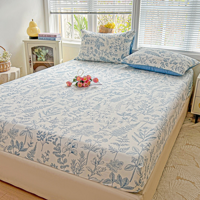 91家纺网 家纺一手货源 找家纺 朵朵家纺 2025新款超柔水洗棉云感印花单床笠床垫保护套床笠（床垫保护套可定制尺寸 ）-场景二 恋爱季节