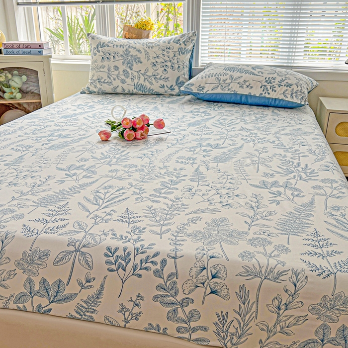 91家纺网 家纺一手货源 找家纺 朵朵家纺 2025新款超柔水洗棉云感印花单床笠床垫保护套床笠（床垫保护套可定制尺寸 ）-场景二 恋爱季节