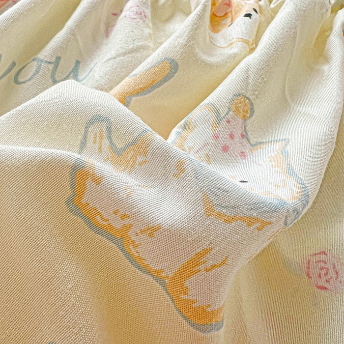 91家纺网 家纺一手货源 找家纺 朵朵家纺 2025新款超柔水洗棉云感印花单床笠床垫保护套床笠（床垫保护套可定制尺寸 ）-场景二 萌宠