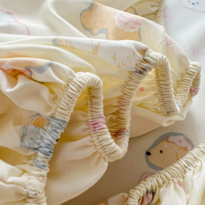 91家纺网 家纺一手货源 找家纺 朵朵家纺 2025新款超柔水洗棉云感印花单床笠床垫保护套床笠（床垫保护套可定制尺寸 ）-场景二 萌宠