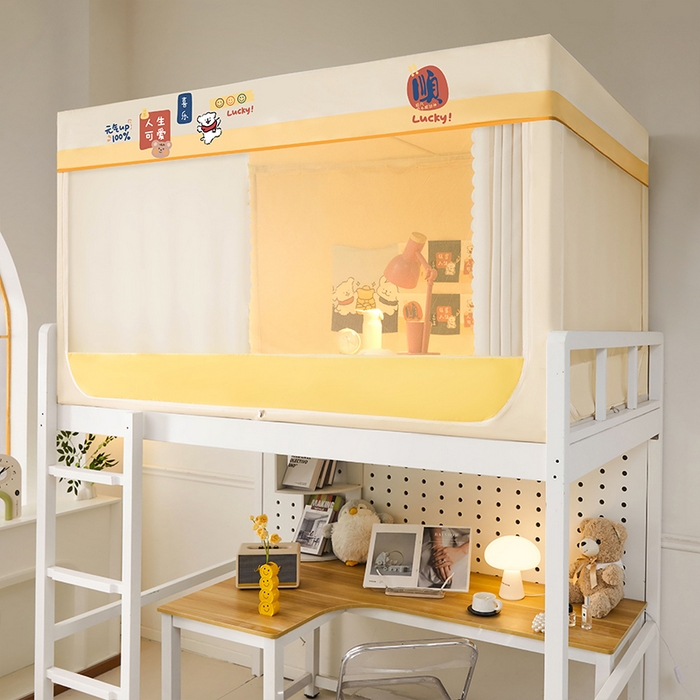 91家纺网 家纺一手货源 找家纺 （总）水妙家纺 2025新款加厚强遮光蚊账学生宿舍上下铺130克斜纹加厚床帘蚊账