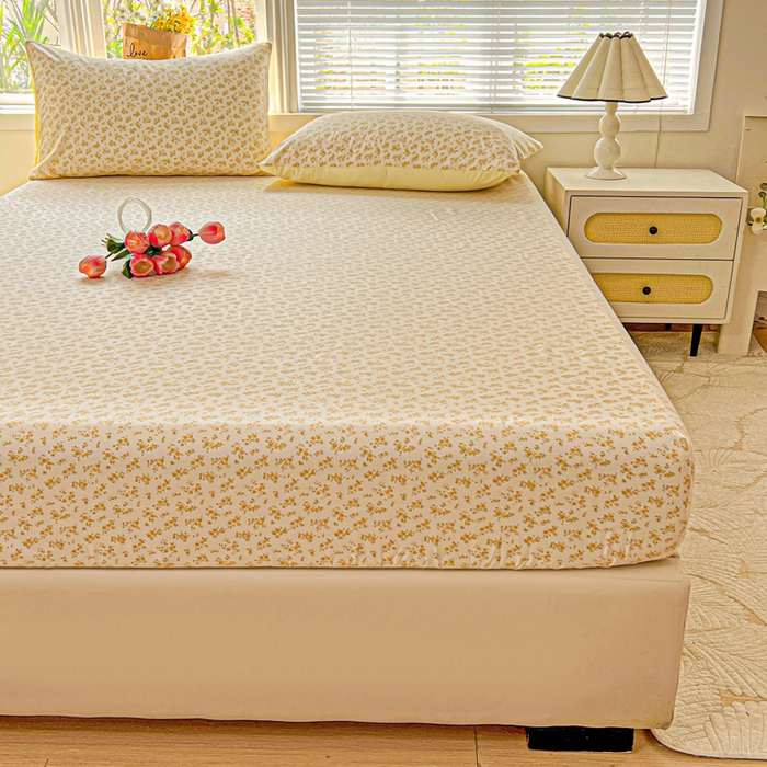 91家纺网 家纺一手货源 找家纺 朵朵家纺 2025新款超柔水洗棉云感印花单床笠床垫保护套床笠（床垫保护套可定制尺寸 ）-场景二 浅香