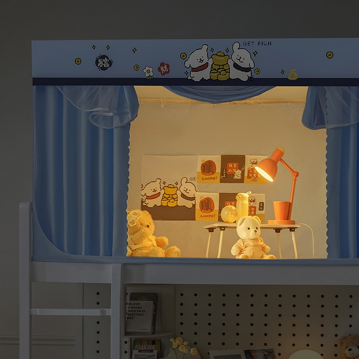 91家纺网 家纺一手货源 找家纺 水妙家纺 2025新款加厚强遮光蚊账学生宿舍上下铺130克斜纹加厚床帘蚊账 暴富发财