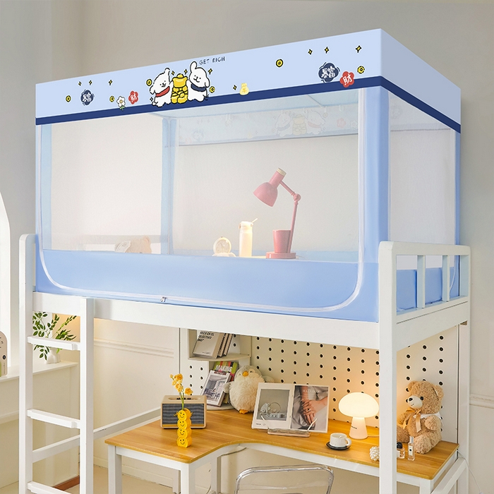 91家纺网 家纺一手货源 找家纺 水妙家纺 2025新款加厚强遮光蚊账学生宿舍上下铺130克斜纹加厚床帘蚊账 暴富发财