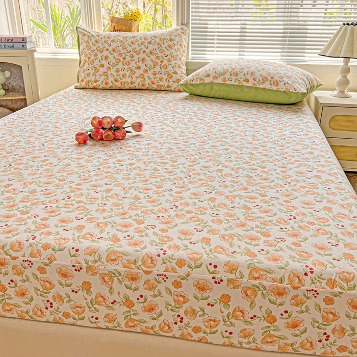 91家纺网 家纺一手货源 找家纺 朵朵家纺 2025新款超柔水洗棉云感印花单床笠床垫保护套床笠（床垫保护套可定制尺寸 ）-场景二 热恋