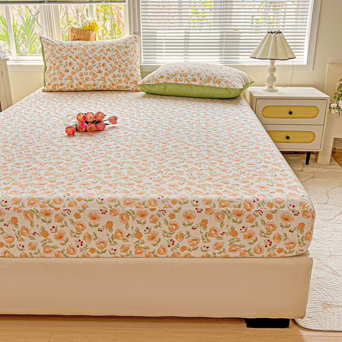 91家纺网 家纺一手货源 找家纺 朵朵家纺 2025新款超柔水洗棉云感印花单床笠床垫保护套床笠（床垫保护套可定制尺寸 ）-场景二 热恋