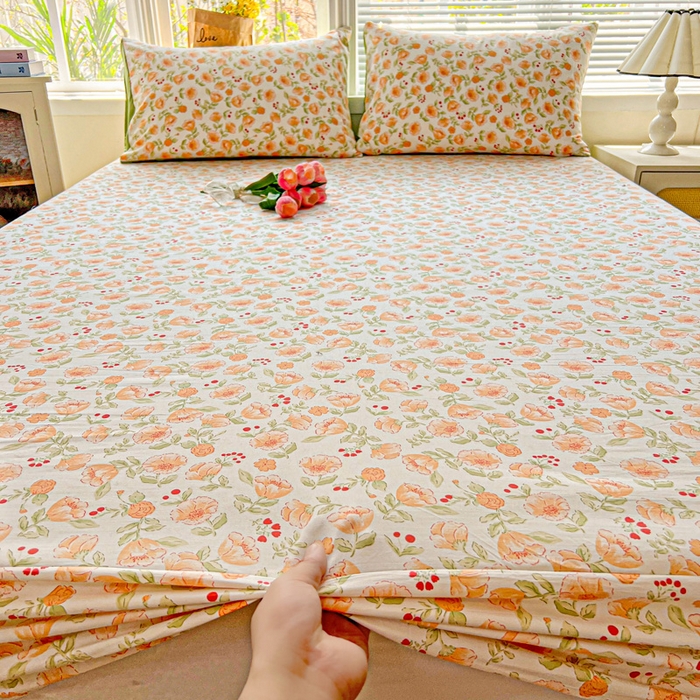 91家纺网 家纺一手货源 找家纺 朵朵家纺 2025新款超柔水洗棉云感印花单床笠床垫保护套床笠（床垫保护套可定制尺寸 ）-场景二 热恋