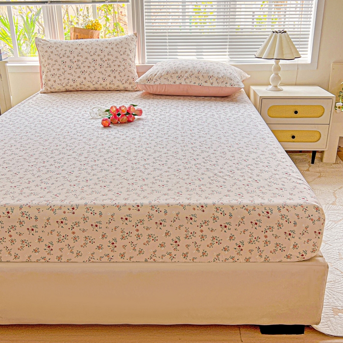91家纺网 家纺一手货源 找家纺 朵朵家纺 2025新款超柔水洗棉云感印花单床笠床垫保护套床笠（床垫保护套可定制尺寸 ）-场景二 忘忧草