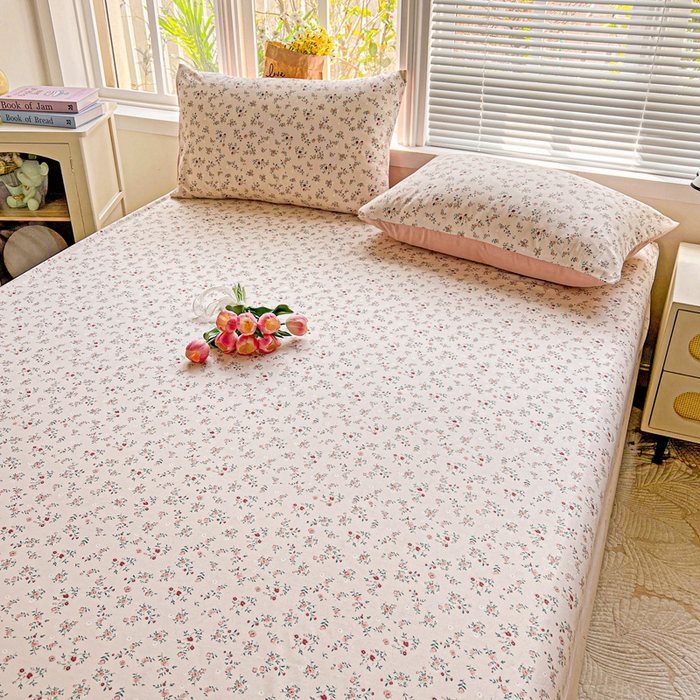 91家纺网 家纺一手货源 找家纺 朵朵家纺 2025新款超柔水洗棉云感印花单床笠床垫保护套床笠（床垫保护套可定制尺寸 ）-场景二 忘忧草