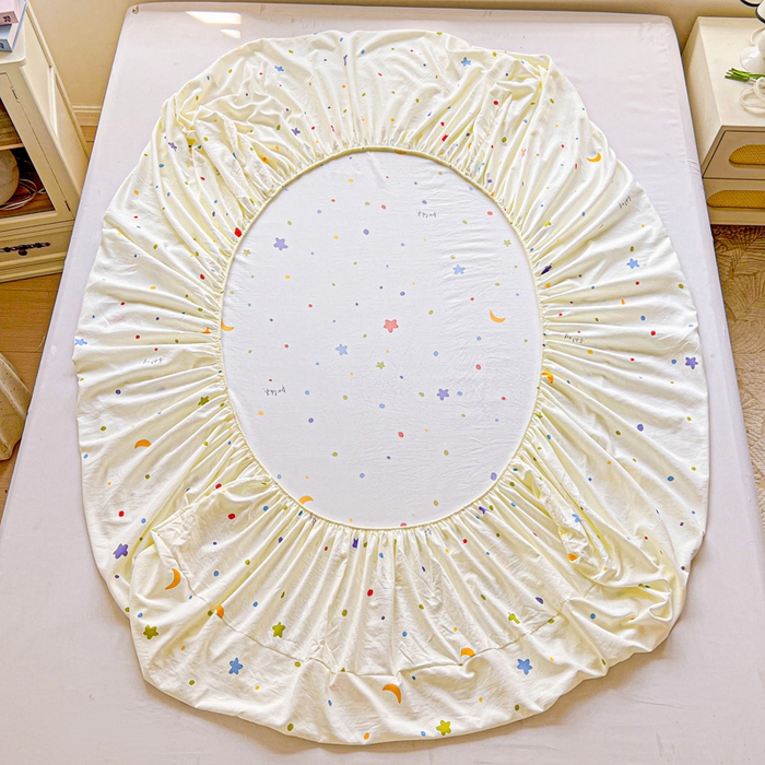 91家纺网 家纺一手货源 找家纺 朵朵家纺 2025新款超柔水洗棉云感印花单床笠床垫保护套床笠（床垫保护套可定制尺寸 ）-场景二 星月