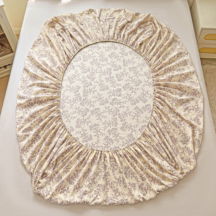 91家纺网 家纺一手货源 找家纺 朵朵家纺 2025新款超柔水洗棉云感印花单床笠床垫保护套床笠（床垫保护套可定制尺寸 ）-场景二 紫颜