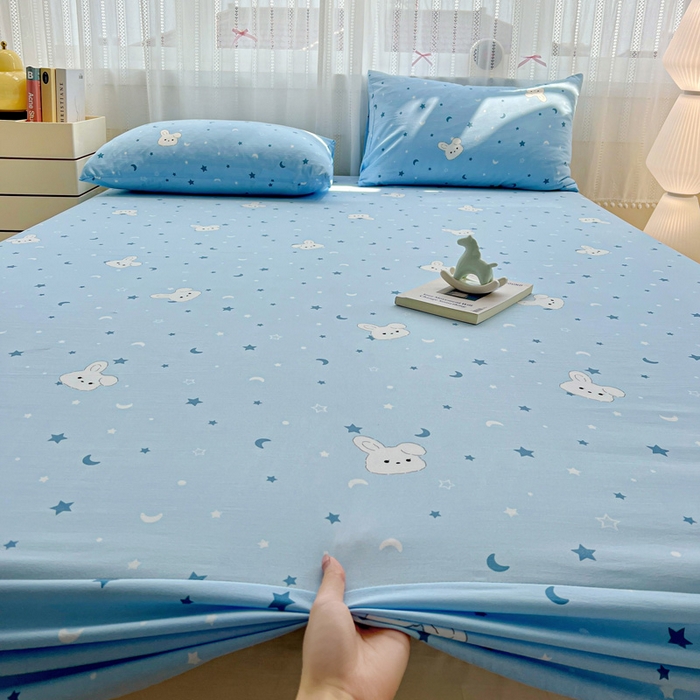 91家纺网 家纺一手货源 找家纺 （总）朵朵家纺 2025新款超柔水洗棉云感印花单床笠床垫保护套床笠（床垫保护套可定制尺寸 ）-场景一