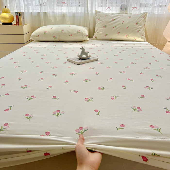 91家纺网 家纺一手货源 找家纺 （总）朵朵家纺 2025新款超柔水洗棉云感印花单床笠床垫保护套床笠（床垫保护套可定制尺寸 ）-场景一