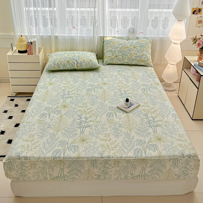 朵朵家纺 2025新款超柔水洗棉云感印花单床笠床垫保护套床笠（床垫保护套可定制尺寸 ）-场景一 春晓