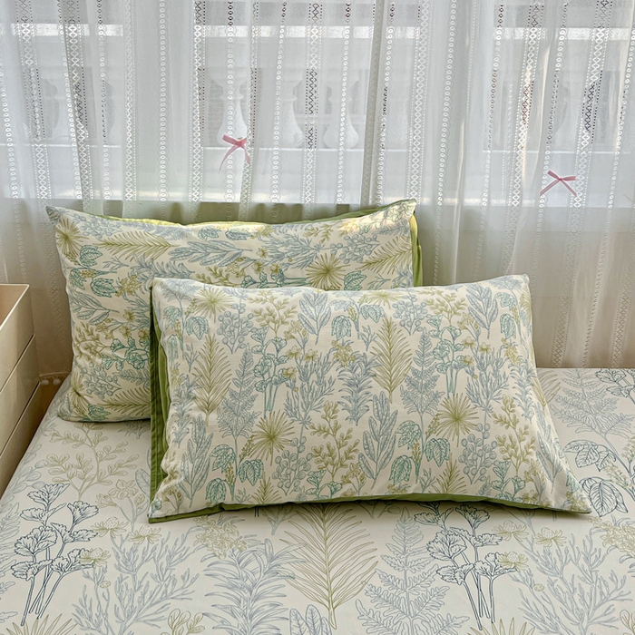 91家纺网 家纺一手货源 找家纺 朵朵家纺 2025新款超柔水洗棉云感印花单床笠床垫保护套床笠（床垫保护套可定制尺寸 ）-场景一 春晓