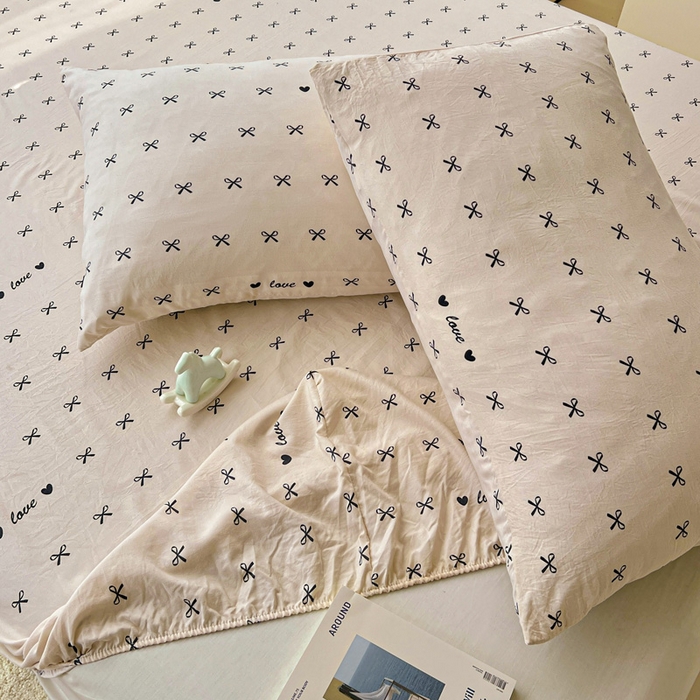 91家纺网 家纺一手货源 找家纺 朵朵家纺 2025新款超柔水洗棉云感印花单床笠床垫保护套床笠（床垫保护套可定制尺寸 ）-场景一 蝴蝶结