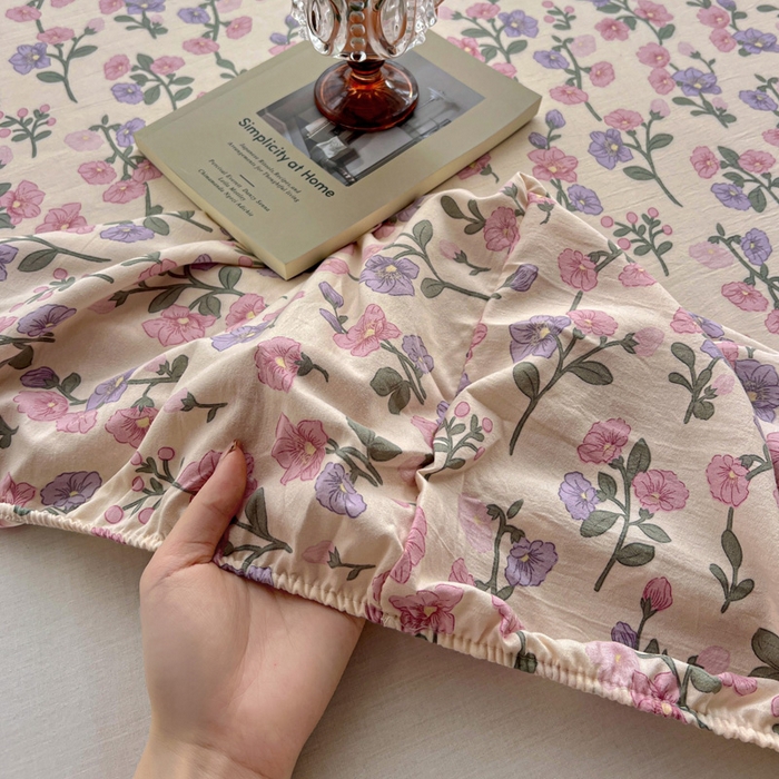 91家纺网 家纺一手货源 找家纺 朵朵家纺 2025新款超柔水洗棉云感印花单床笠床垫保护套床笠（床垫保护套可定制尺寸 ）-场景一 花开满树