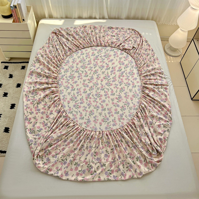 91家纺网 家纺一手货源 找家纺 朵朵家纺 2025新款超柔水洗棉云感印花单床笠床垫保护套床笠（床垫保护套可定制尺寸 ）-场景一 花开满树