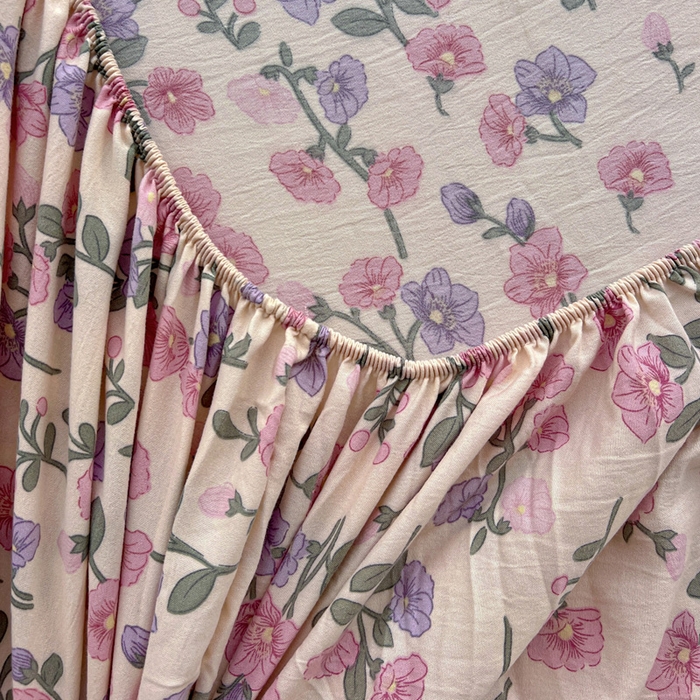 91家纺网 家纺一手货源 找家纺 朵朵家纺 2025新款超柔水洗棉云感印花单床笠床垫保护套床笠（床垫保护套可定制尺寸 ）-场景一 花开满树