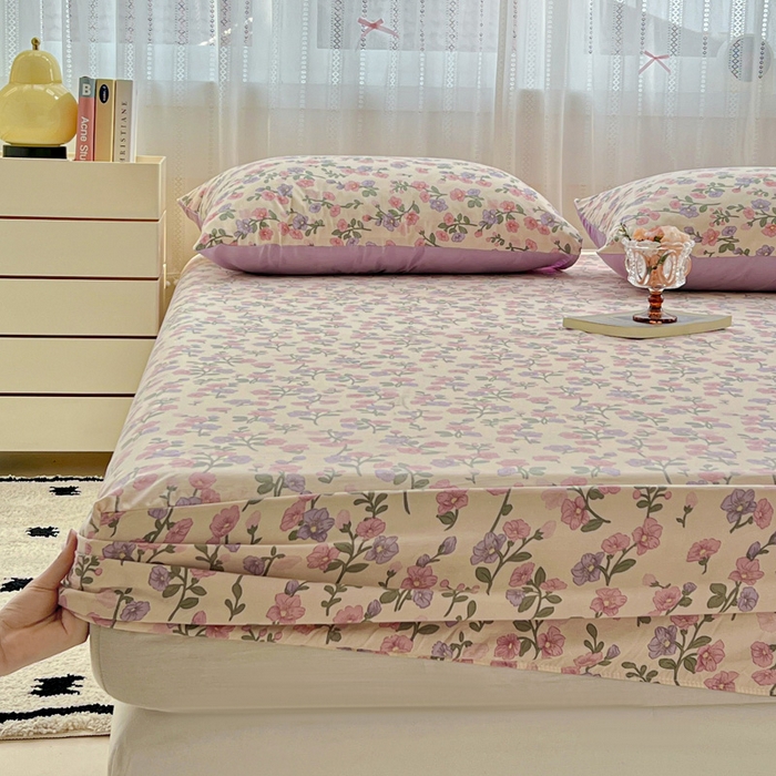 91家纺网 家纺一手货源 找家纺 朵朵家纺 2025新款超柔水洗棉云感印花单床笠床垫保护套床笠（床垫保护套可定制尺寸 ）-场景一 花开满树