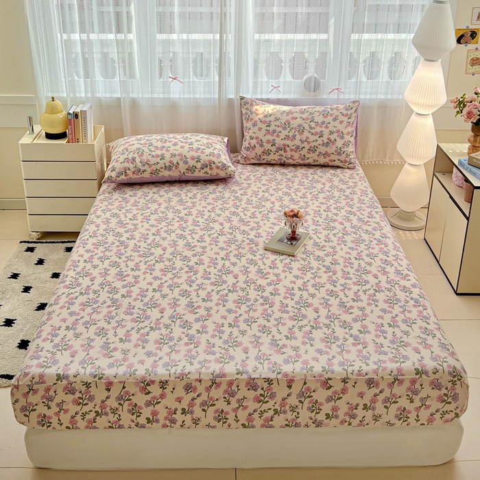 朵朵家纺 2025新款超柔水洗棉云感印花单床笠床垫保护套床笠（床垫保护套可定制尺寸 ）-场景一 花开满树