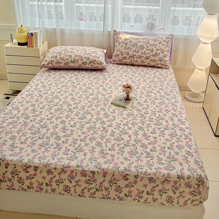 91家纺网 家纺一手货源 找家纺 朵朵家纺 2025新款超柔水洗棉云感印花单床笠床垫保护套床笠（床垫保护套可定制尺寸 ）-场景一 花开满树