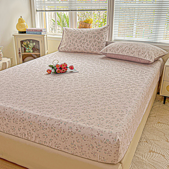 91家纺网 家纺一手货源 找家纺 朵朵家纺 2025新款超柔水洗棉云感印花单床笠床垫保护套床笠（床垫保护套可定制尺寸 ）-场景一 花梦