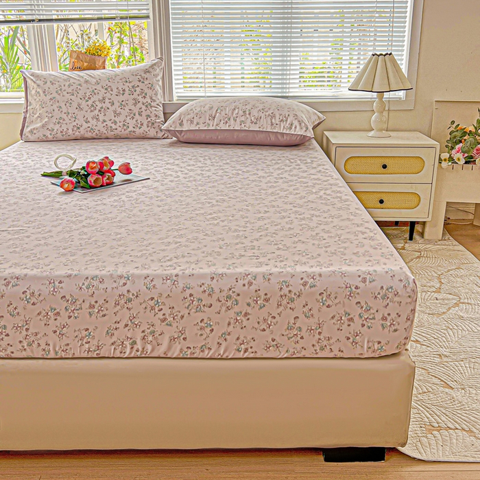 91家纺网 家纺一手货源 找家纺 朵朵家纺 2025新款超柔水洗棉云感印花单床笠床垫保护套床笠（床垫保护套可定制尺寸 ）-场景一 花梦