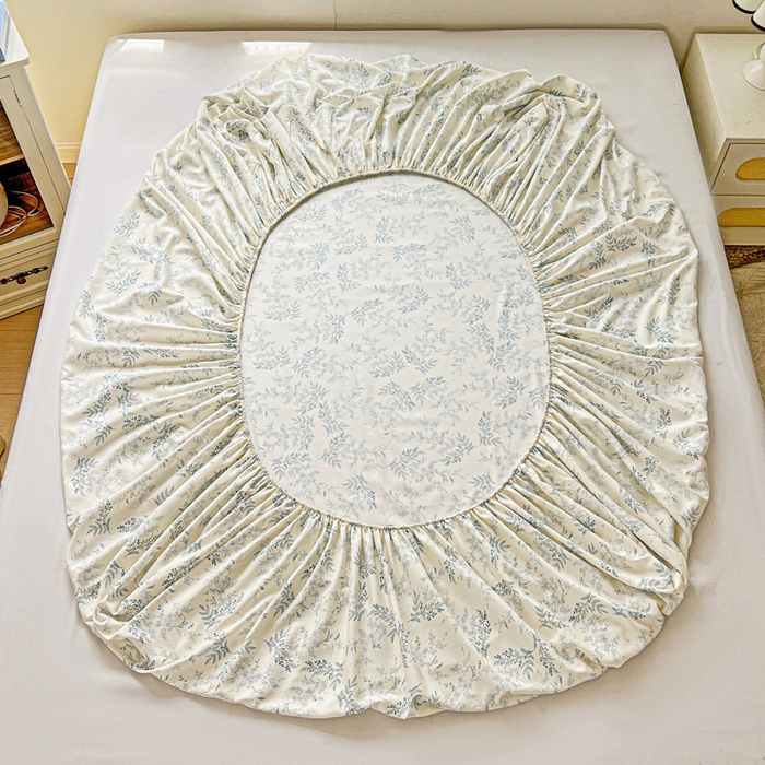 91家纺网 家纺一手货源 找家纺 朵朵家纺 2025新款超柔水洗棉云感印花单床笠床垫保护套床笠（床垫保护套可定制尺寸 ）-场景一 蓝颜