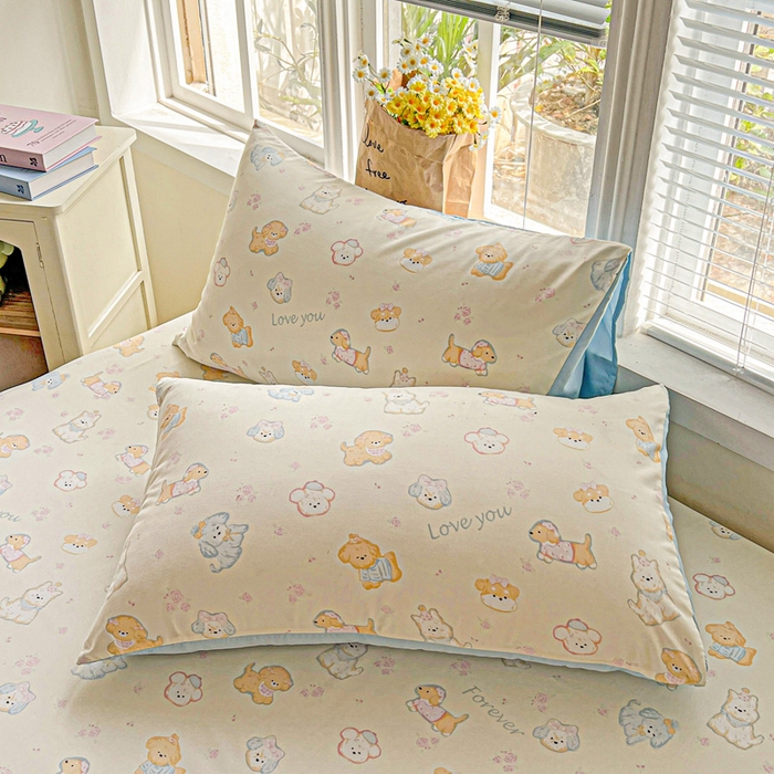 91家纺网 家纺一手货源 找家纺 朵朵家纺 2025新款超柔水洗棉云感印花单床笠床垫保护套床笠（床垫保护套可定制尺寸 ）-场景一 萌宠