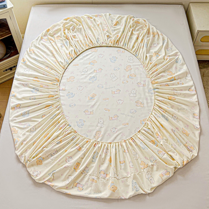 91家纺网 家纺一手货源 找家纺 朵朵家纺 2025新款超柔水洗棉云感印花单床笠床垫保护套床笠（床垫保护套可定制尺寸 ）-场景一 萌宠