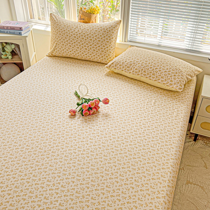 91家纺网 家纺一手货源 找家纺 朵朵家纺 2025新款超柔水洗棉云感印花单床笠床垫保护套床笠（床垫保护套可定制尺寸 ）-场景一 浅香