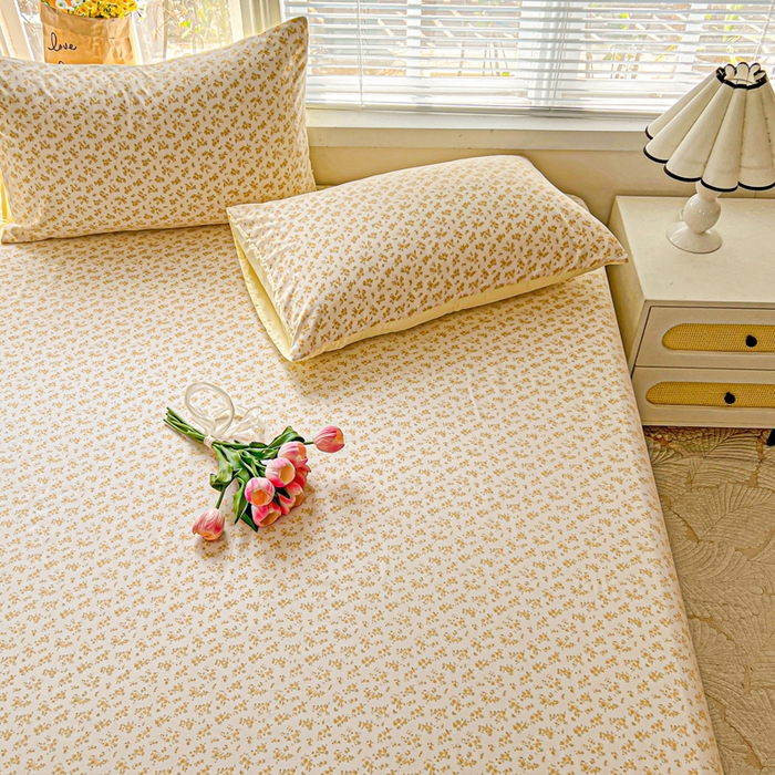 91家纺网 家纺一手货源 找家纺 朵朵家纺 2025新款超柔水洗棉云感印花单床笠床垫保护套床笠（床垫保护套可定制尺寸 ）-场景一 浅香