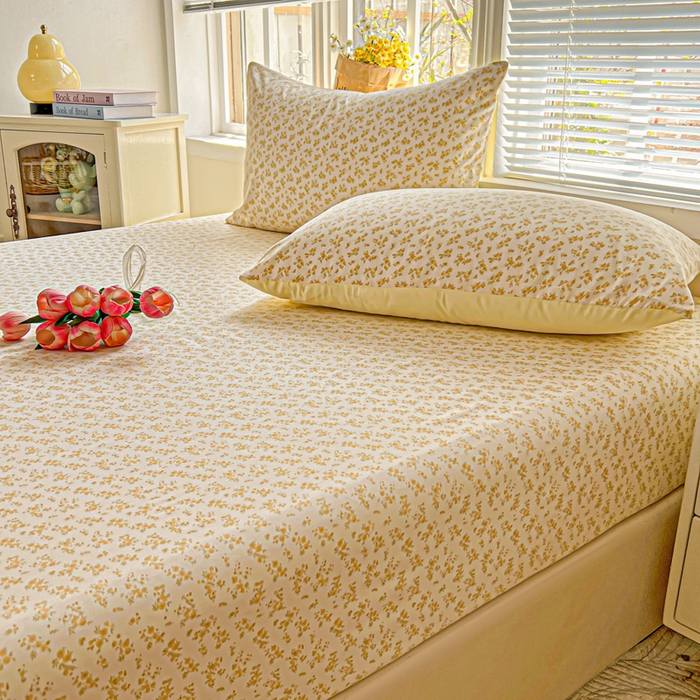 91家纺网 家纺一手货源 找家纺 朵朵家纺 2025新款超柔水洗棉云感印花单床笠床垫保护套床笠（床垫保护套可定制尺寸 ）-场景一 浅香