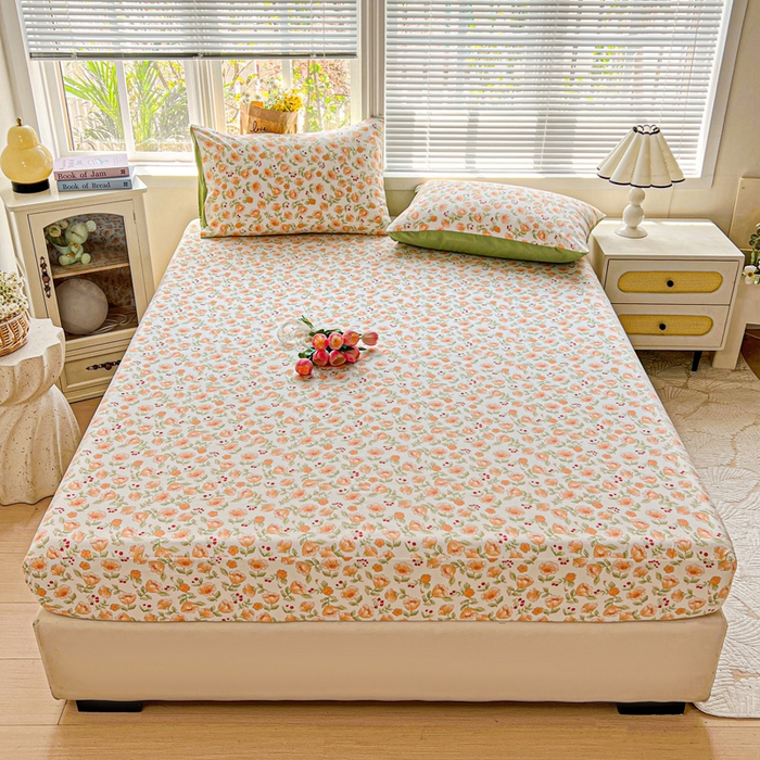 朵朵家纺 2025新款超柔水洗棉云感印花单床笠床垫保护套床笠（床垫保护套可定制尺寸 ）-场景一 热恋