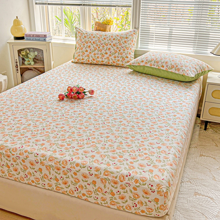 91家纺网 家纺一手货源 找家纺 朵朵家纺 2025新款超柔水洗棉云感印花单床笠床垫保护套床笠（床垫保护套可定制尺寸 ）-场景一 热恋