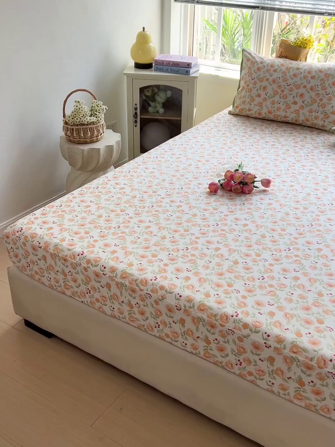 91家纺网 家纺一手货源 找家纺 朵朵家纺 2025新款超柔水洗棉云感印花单床笠床垫保护套床笠（床垫保护套可定制尺寸 ）-场景一 热恋