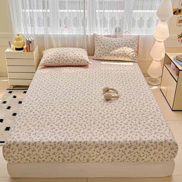 朵朵家纺 2025新款超柔水洗棉云感印花单床笠床垫保护套床笠（床垫保护套可定制尺寸 ）-场景一 忘忧草