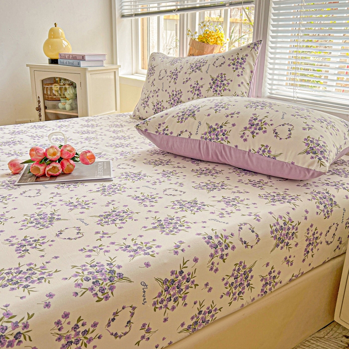 91家纺网 家纺一手货源 找家纺 朵朵家纺 2025新款超柔水洗棉云感印花单床笠床垫保护套床笠（床垫保护套可定制尺寸 ）-场景一 薰衣草
