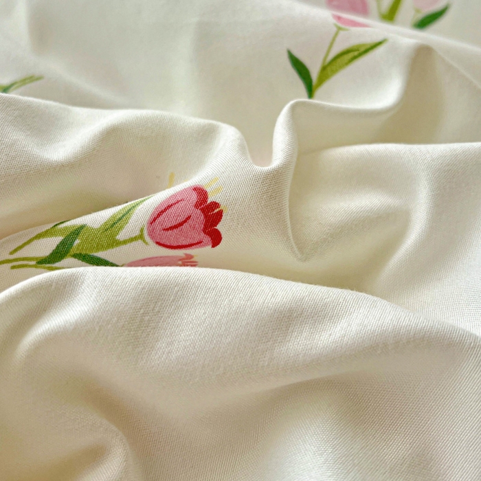 91家纺网 家纺一手货源 找家纺 朵朵家纺 2025新款超柔水洗棉云感印花单床笠床垫保护套床笠（床垫保护套可定制尺寸 ）-场景一 郁金香